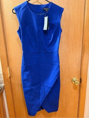 Donna Ricco Cobalt Blue Sleeveless Tulip Sheath Dress
